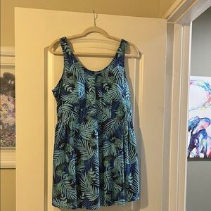 Leaf Print One-Piece Swimsuit Swim Dress